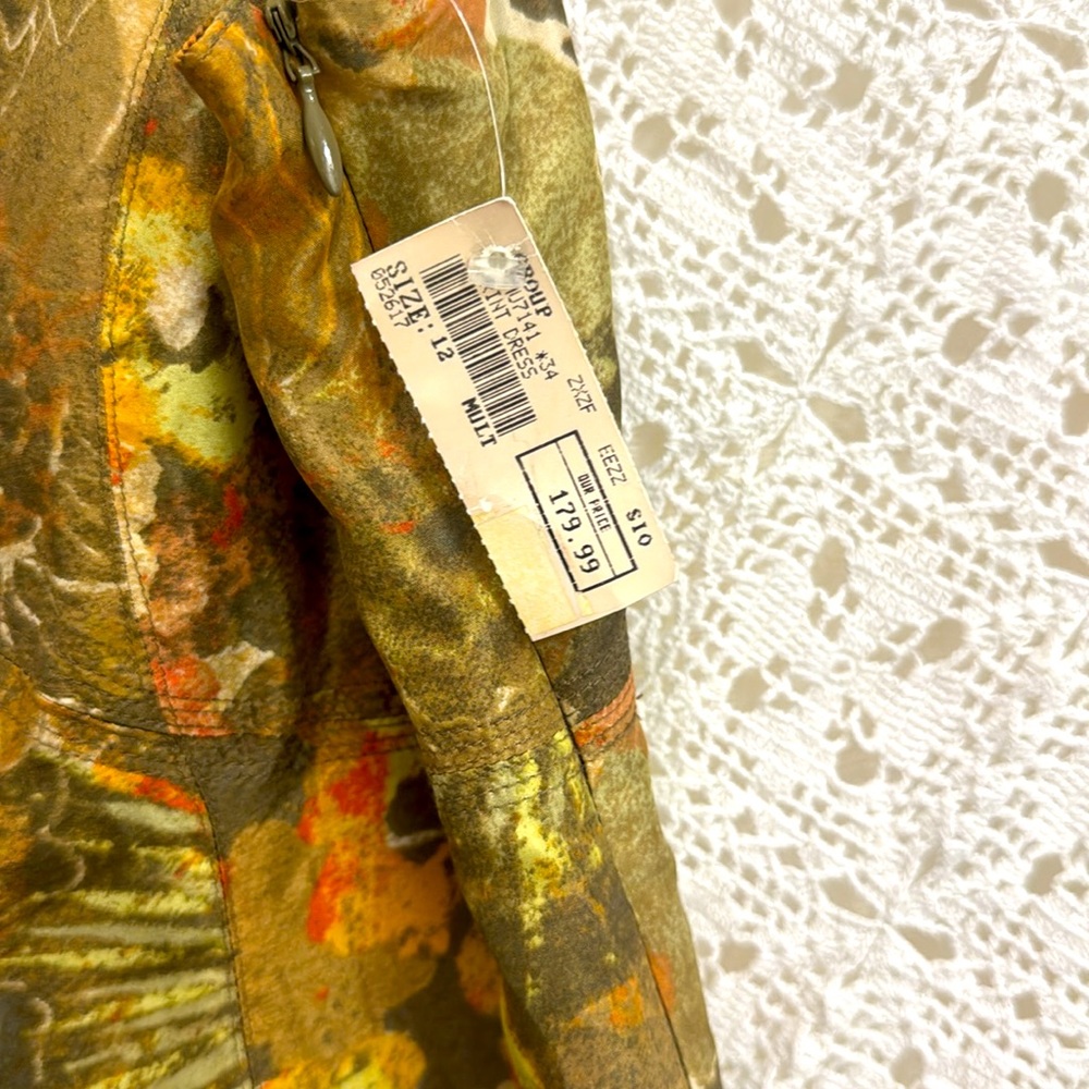 Sigrid Olsen Green 100% Silk Sheath Dress V-Neck Sleeveless NWT - Picture 5 of 10